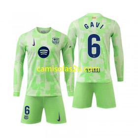 Camisolas de futebol FC Barcelona Gavi 6 Criança Equipamento 3ª 2024/25 Manga Comprida